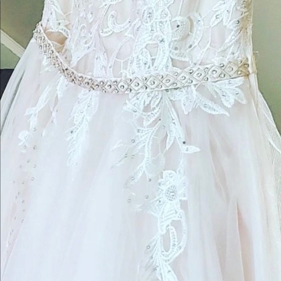 Beautiful sheer white with hints of pink prom dress never worn. Size 4 - Picture 11 of 15